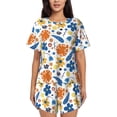 thumbnail image 1 of Kdxio Flower Print Pajamas Sets for Women Short-Sleeved Pjs with Lounge Shorts Two Piece Sleepwear S-4XL, 1 of 9