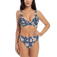 thumbnail image 1 of Kdxio Flower Print Women's 2 Piece High Waisted Wrap Spaghetti Strap Summer Swimsuit Bikini Set-Large, 1 of 7