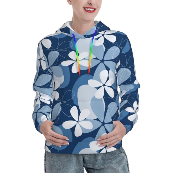 Kdxio Flower Print Womens Oversized Hoodies Sweatshirts Hooded Pullover Tops Sweaters Casual-XX-Large