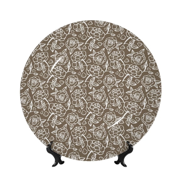 Kdxio Flower Rose Bone China Decorative Plate Ceramic Decorative Plate for Home Office Wall Stand Decorative Plates for Home Bedroom-6in