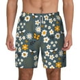 thumbnail image 1 of Kdxio Flowers And Bee Print Men'S Swim Trunks With Compression Liner 7 Inch Inseam Quick Dry Swim Shorts, 1 of 7