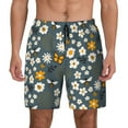 thumbnail image 1 of Kdxio Flowers And Bee Print Men'S Swim Trunks With Compression Liner 7 Inch Inseam Quick Dry Swim Shorts, 1 of 7