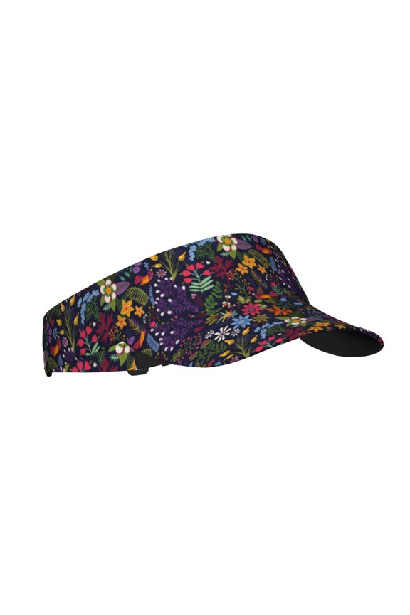 Flowers And Birds Print Sun Visor Hat Golf Visor Adjustable Velcro Outdoor Sports Cap for Men Women