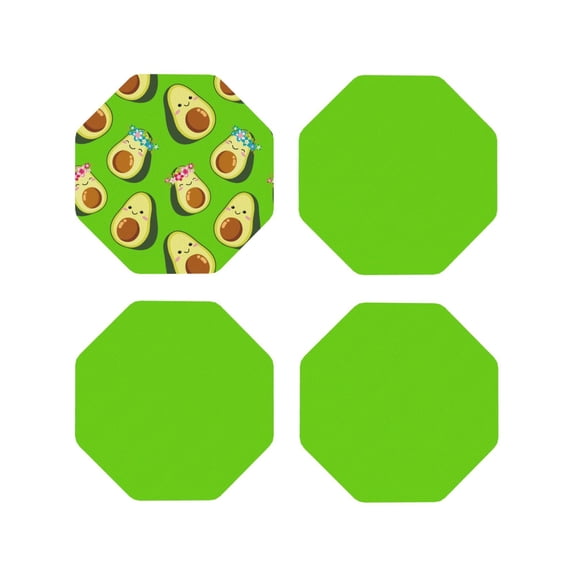 Kdxio Flowers Avocado Funny Coasters,4 Pcs Leather Coasters,Housewarming Gifts,Protect Furniture From Water Marks Scratch And Damage