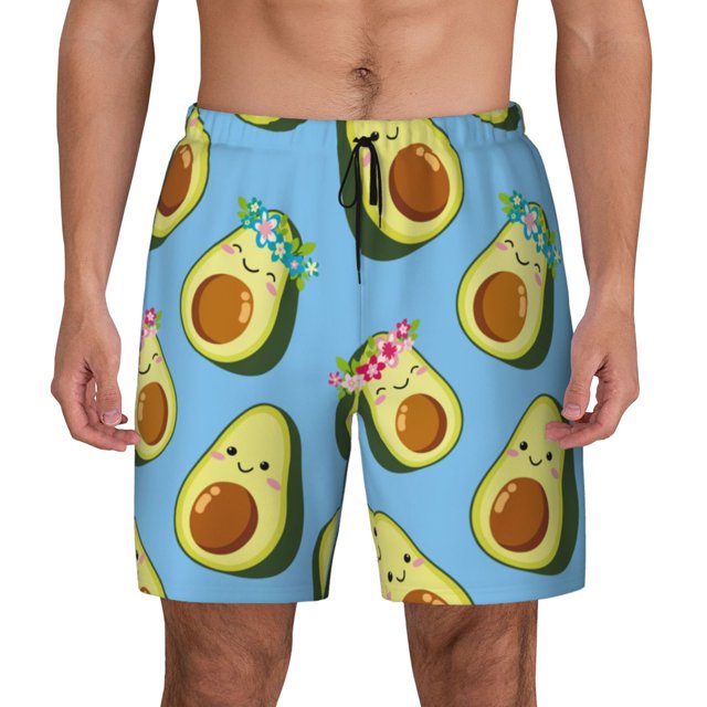 Kdxio Flowers Avocado Print Men'S Swim Trunks With Compression Liner 7 ...