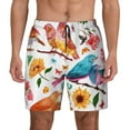 thumbnail image 1 of Kdxio Flowers Birds And Butterflies Print Men'S Swim Trunks With Compression Liner 7 Inch Inseam Quick Dry Swim Shorts, 1 of 7