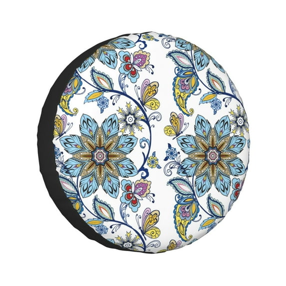 Kdxio Flowers and Butterflies for Tire Cover Wheel Protectors Tyre Covers Weatherproof Wheel Covers Universal Fit for Trailer Rv SUV Truck Camper Travel Trailers 15 inch