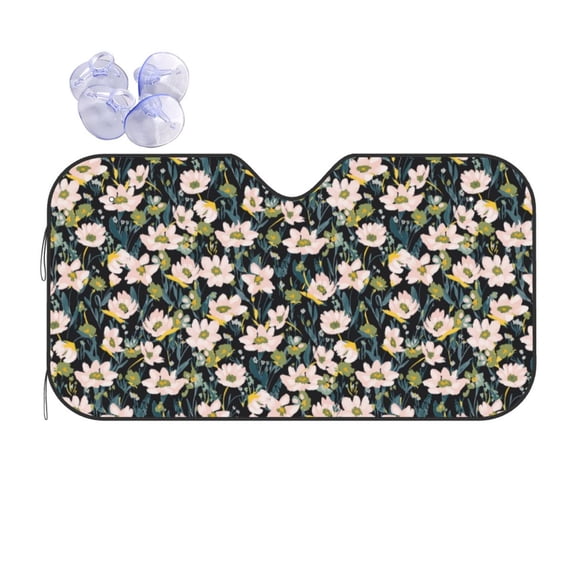 Kdxio Flowers Print Front Windshield Sun Shade,Folding Auto Sunshade for Car Truck SUV-Medium