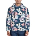 thumbnail image 1 of Kdxio Flowers Print Mens Casual Hooded Collar Drawstring Hoodies Pullover Sweatshirts Casual Long Sleeve Shirts-Medium, 1 of 7