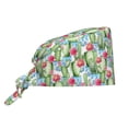 thumbnail image 1 of Kdxio Flowers and Cactus Pattern Turban Hat for Women Men Comfortable Adjustable Cleaning Working Cap with Sweatband, 1 of 8