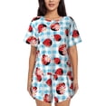 thumbnail image 1 of Kdxio Flowers and Lady Bugs Print Pajamas Sets for Women Short-Sleeved Pjs with Lounge Shorts Two Piece Sleepwear S-4XL, 1 of 8