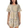 thumbnail image 1 of Kdxio Flowers and Leaves Print Pajamas Sets for Women Short-Sleeved Pjs with Lounge Shorts Two Piece Sleepwear S-4XL, 1 of 8
