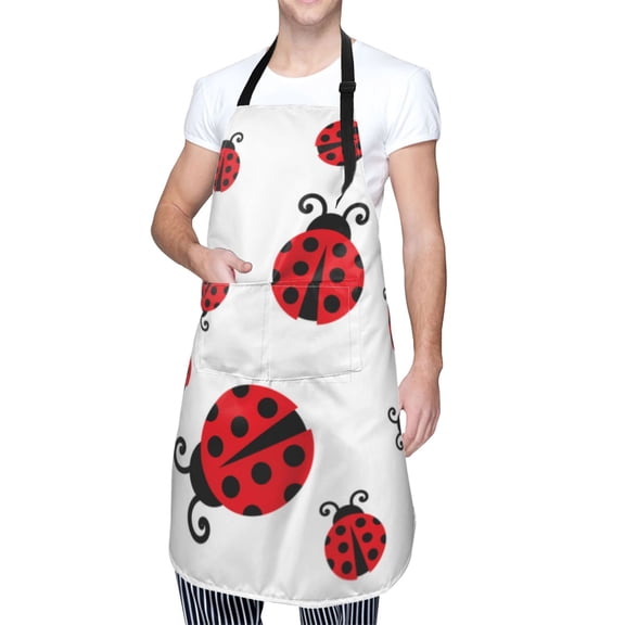 Kdxio Fly Flying Ladybug Apron with Pockets Adjustable Kitchen Aprons for Men Women Waterproof Aprons for Cooking,Drawing,Crafting, Baking Household Cleaning