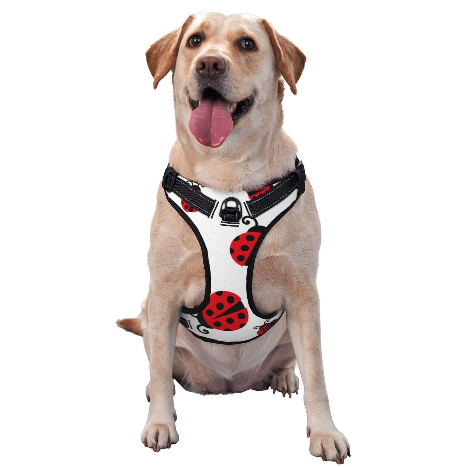 Kdxio Fly Flying Ladybug Print No Pull Dog Harness Adjustable Reflective Oxford Easy Control Medium Large Dog Harness for Training and Everyday-Small