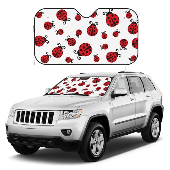 Kdxio Fly Flying Ladybug Print Windshield Sun Shade, Foldable Sun Blocker for Car,Truck,SUV Automotive Interior Sun Protection,Reflective Shade for Front Windshield()