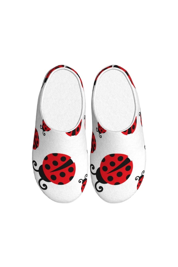 Fly Flying Ladybug Women's Men's Slippers Plush Slip-On House Slipper for Winter Indoor Soft Cushion Non-slip Fluffy Slides Slippers-39/40