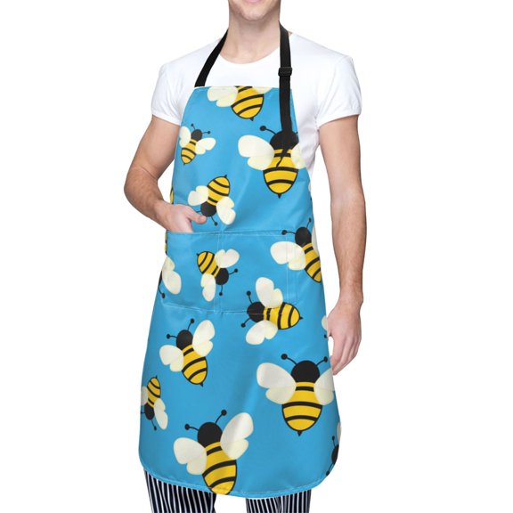 Kdxio Flying Bees Apron with Pockets Adjustable Kitchen Aprons for Men Women Waterproof Aprons for Cooking,Drawing,Crafting, Baking Household Cleaning