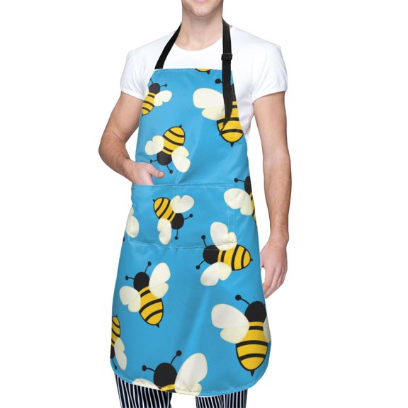 Kdxio Flying Bees Apron with Pockets Adjustable Kitchen Aprons for Men Women Waterproof Aprons for Cooking,Drawing,Crafting, Baking Household Cleaning