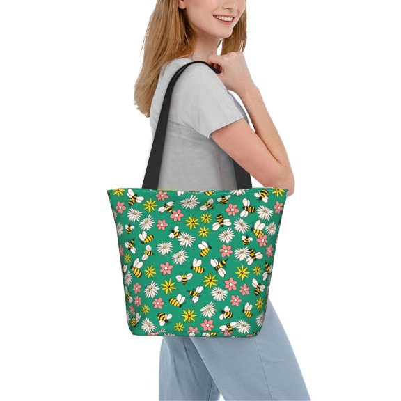 Kdxio Flying Bees Women Reusable Grocery Bags Foldable Ripstop,Reusable Shopping Bags for Shopping,Gym,Gift