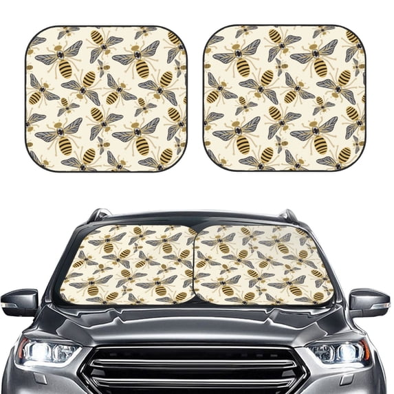 Kdxio Flying Bees1 Print 2-Piece Sun Shade Front Windshield - Foldable Car Front Window Sunshades For Most Sedans Suv Truck