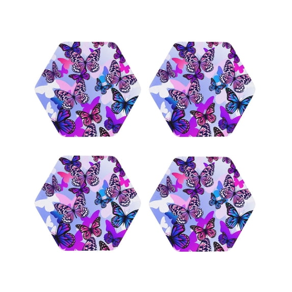 Kdxio Flying Butterflies Funny Coasters,4 Pcs Leather Coasters,Housewarming Gifts,Protect Furniture From Water Marks Scratch And Damage