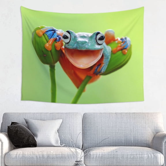 Kdxio Flying Frog On Branch Wall Hanging Tapestries Banner For Bedroom College Dorm Home Living Room Party Decor 29X37 In
