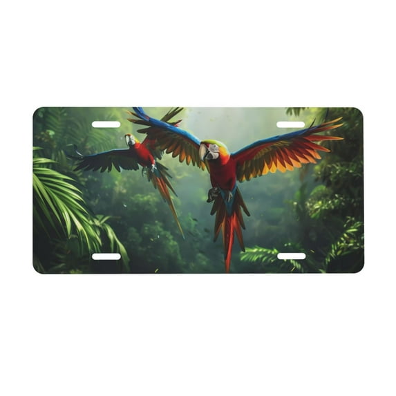 Kdxio Flying Parrots In Jungle License Plate Car Front License Plate Car Decoration Car Accessories Front Tag Plate Standard Size
