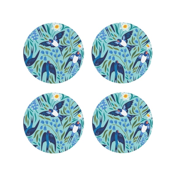 Kdxio Flying Swallows Funny Coasters,4 Pcs Leather Coasters,Housewarming Gifts,Protect Furniture From Water Marks Scratch And Damage