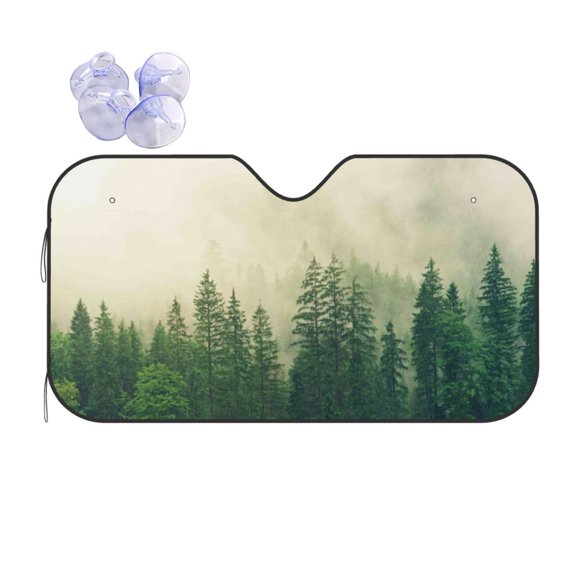 Kdxio Fog Forest Print Front Windshield Sun Shade,Folding Auto Sunshade for Car Truck SUV-Small