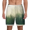 thumbnail image 1 of Kdxio Fog Forest Print Men'S Swim Trunks With Compression Liner 7 Inch Inseam Quick Dry Swim Shorts, 1 of 7