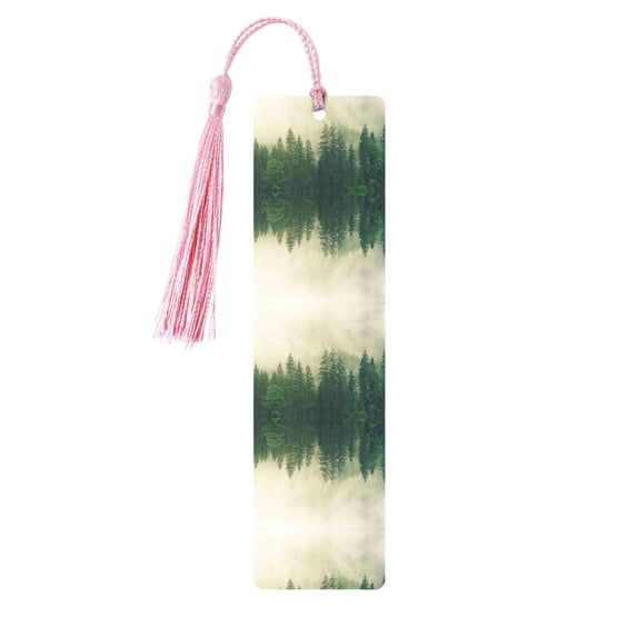 Kdxio Fog Forest Print Metal Tassel Bookmarks,Perfect Gift for Art Lovers and Bookworms Metal Bookmarks for Women