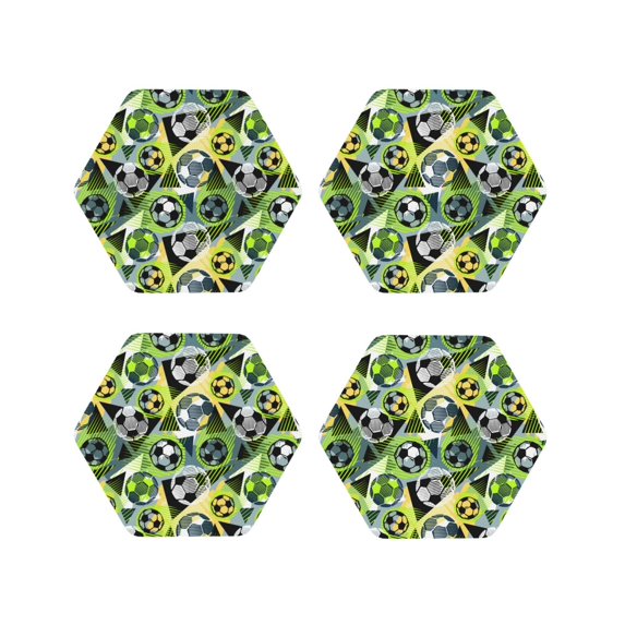 Kdxio Football Doodle Funny Coasters,4 Pcs Leather Coasters,Housewarming Gifts,Protect Furniture From Water Marks Scratch And Damage