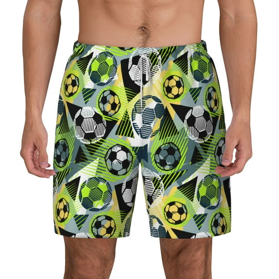 Kdxio Football Doodle Print Men'S Swim Trunks With Compression Liner 7 Inch Inseam Quick Dry Swim Shorts