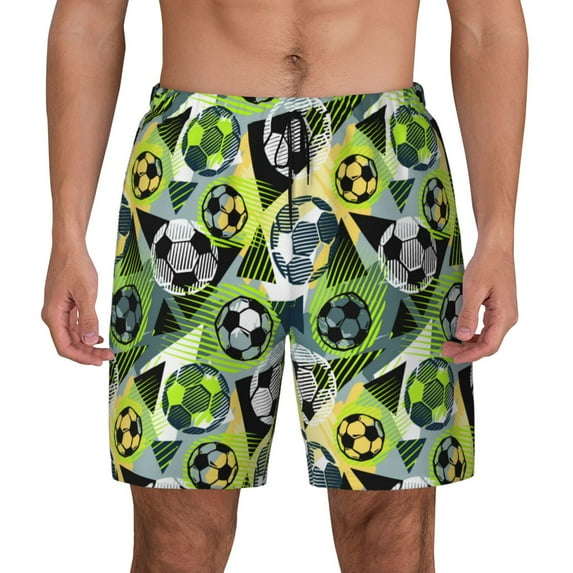 Kdxio Football Doodle Print Men'S Swim Trunks With Compression Liner 7 Inch Inseam Quick Dry Swim Shorts