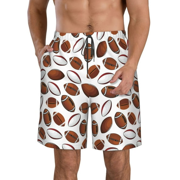 Kdxio Football Pattern Mens Casual Shorts - Drawstring Summer Beach Sports Shorts for Men
