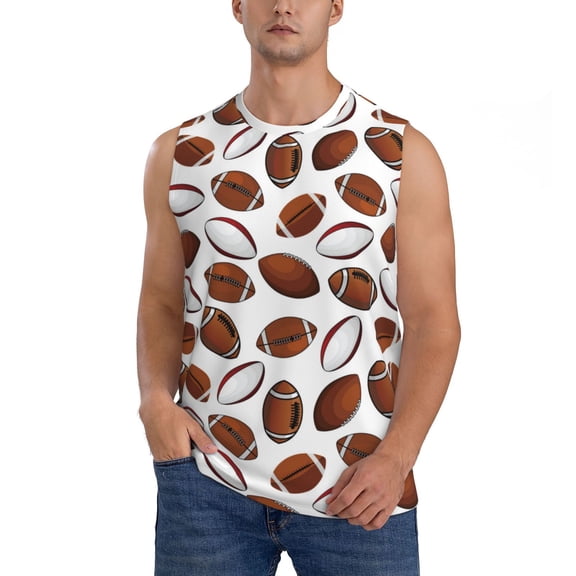 Kdxio Football for Men's Muscle T-shirt,Sleeveless for Workout Running Athletic Gym Lounge Casual