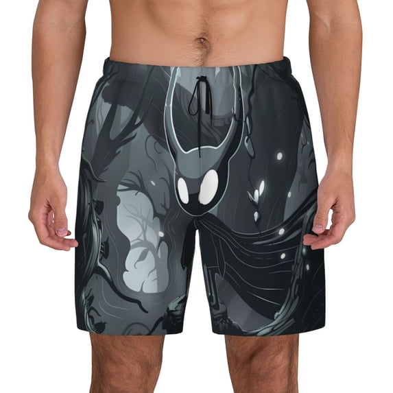 Kdxio Forest Black Ghost Warrior Print Men's Swim Trunks with Compression Liner 7 Inch Inseam Quick Dry Swim Shorts