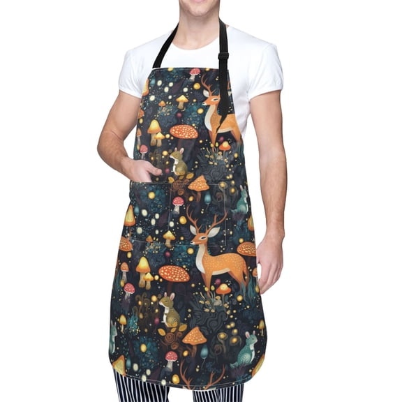 Kdxio Forest Elf Apron with Pockets Adjustable Kitchen Aprons for Men Women Waterproof Aprons for Cooking,Drawing,Crafting, Baking Household Cleaning