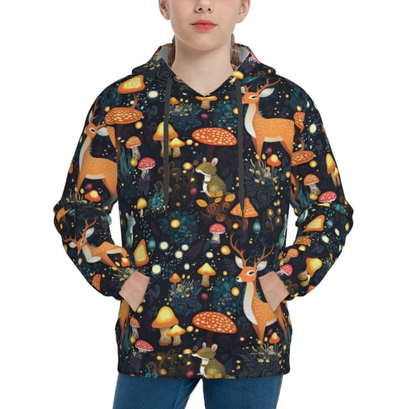 Kdxio Forest Elf Pattern Boys Athletic Unisex Boys Girls Hoodie with Pocket Sweatshirts-Small