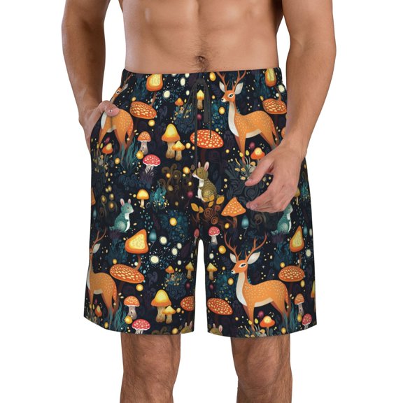 Kdxio Forest Elf Pattern Mens Casual Shorts - Drawstring Summer Beach Sports Shorts for Men
