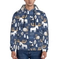 thumbnail image 1 of Kdxio Forest Elk Print Mens Casual Hooded Collar Drawstring Hoodies Pullover Sweatshirts Casual Long Sleeve Shirts-Large, 1 of 7
