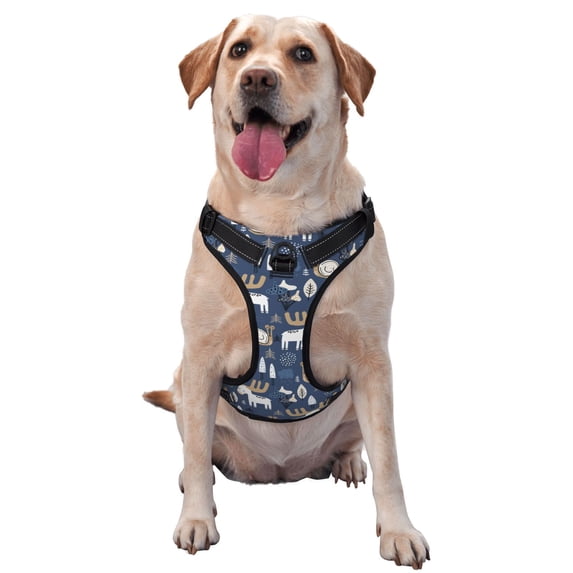 Kdxio Forest Elk Print No Pull Dog Harness Adjustable Reflective Oxford Easy Control Medium Large Dog Harness for Training and Everyday-
