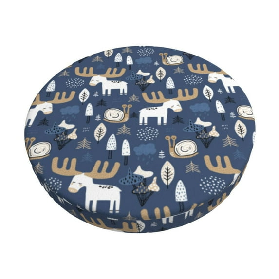 Kdxio Forest Elk Print Stool Covers Round,Stretch Round Bar Stool Covers Washable Bar Stool Cushion Slipcover for 12-15 Inch Chair