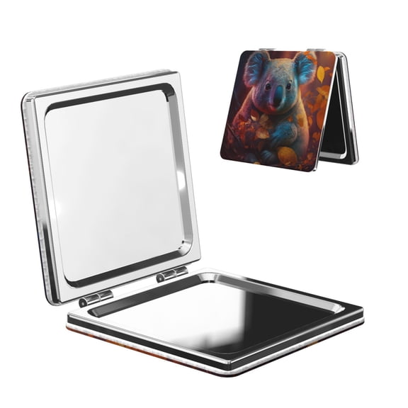 Kdxio Forest Koala Pocket Mirror, 1X/2X Travel Makeup Mirror 2-Sided Folding Small Mirror Portable Double-Sided Magnifying Cosmetic Mirror for Gift-Square