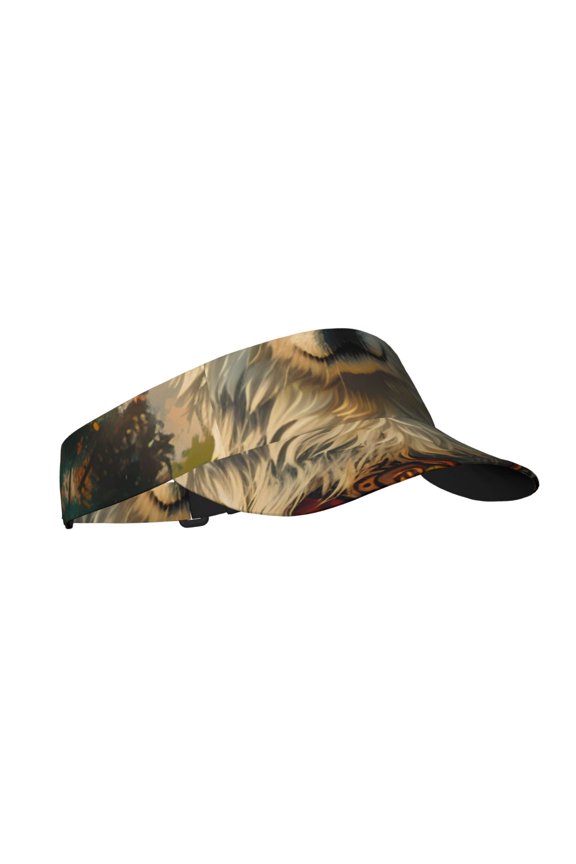 Forest Maple Leaf Husky Print Sun Visor Hat Golf Visor Adjustable Velcro Outdoor Sports Cap for Men Women