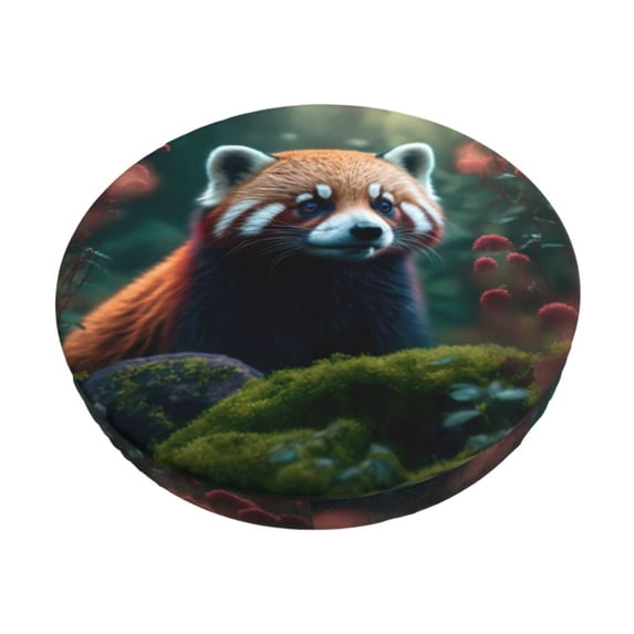 Kdxio Forest Plant Raccoon Print Stool Covers Round,Stretch Round Bar Stool Covers Washable Bar Stool Cushion Slipcover for 12-15 Inch Chair