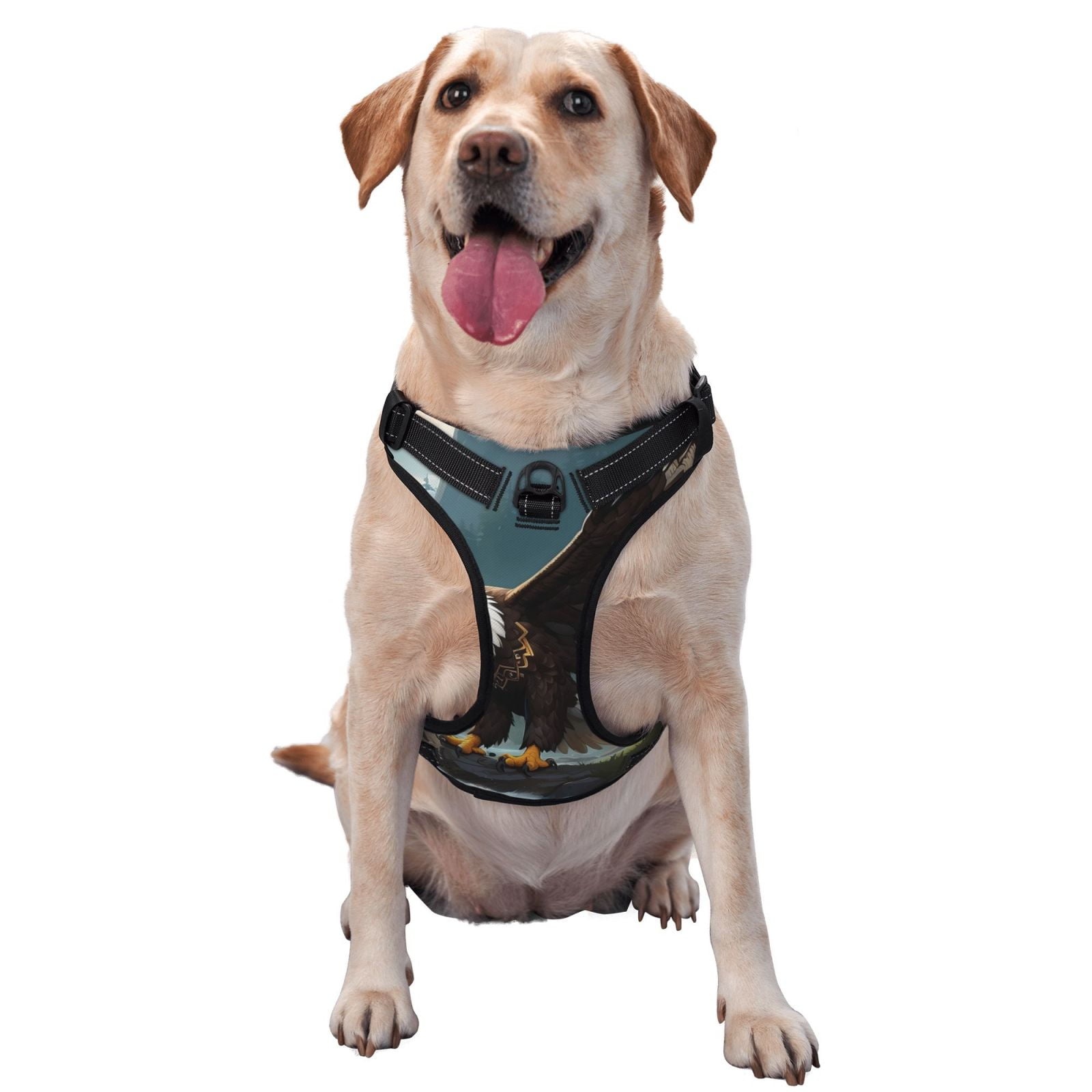 Kdxio Forest River Bald Eagle Print No Pull Dog Harness Adjustable Reflective Oxford Easy Control Medium Large Dog Harness for Training and Everyday-Medium