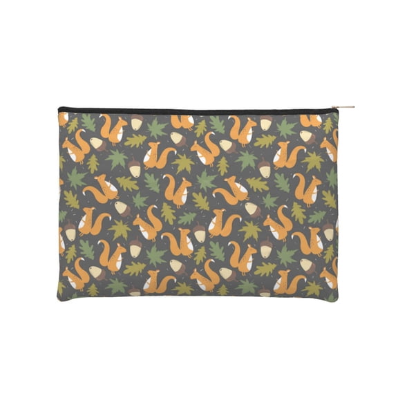 Kdxio Forest Squirrel Makeup Bag Toiletry Bag Canvas Makeup Bags Zipper Cosmetic Pouch Travel Cosmetic Pouch for Women Gifts