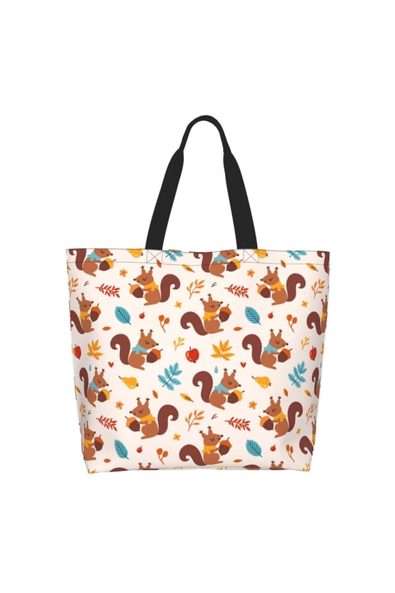 Forest Squirrel Nuts Casual Tote Bags Women Big Capacity Shoulder Bag for Women Travel Shoulder Bags Handbags