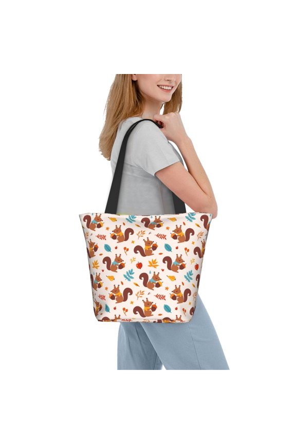 Forest Squirrel Nuts Women Reusable Grocery Bags Foldable Ripstop,Reusable Shopping Bags for Shopping,Gym,Gift